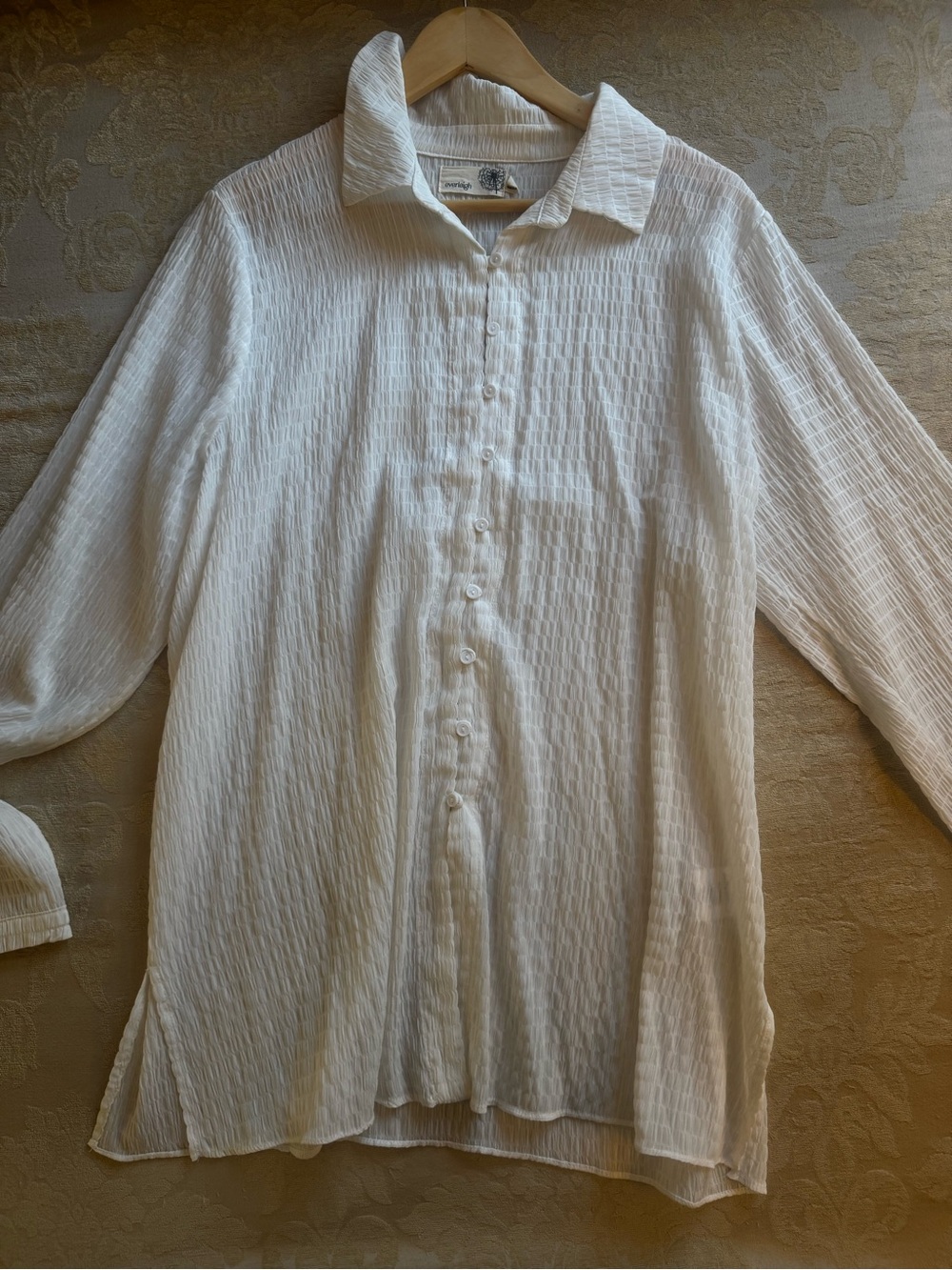 everleigh Cream Textured Button-Front Blouse
